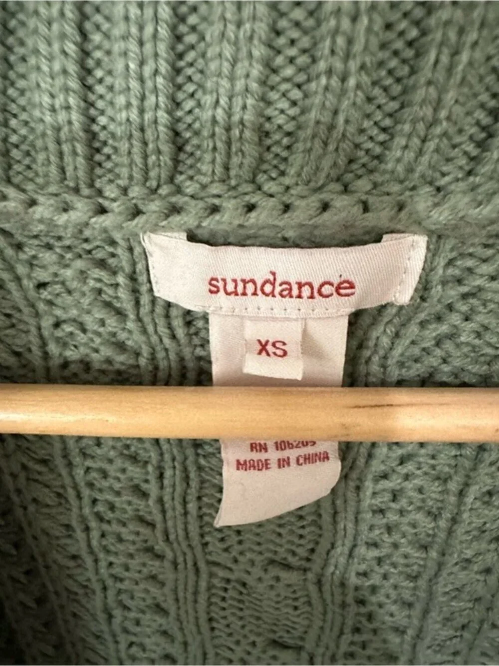 Sundance Sage Green Cable Knit Cardigan Sweater Cottagecore Boho XS